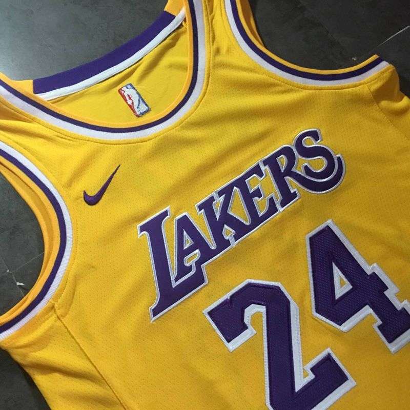 2019 Los Angeles Lakers BRYANT #24 Yellow Basketball Jersey (Closely Stitched)