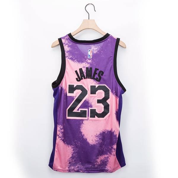 20/21 Los Angeles Lakers JAMES #23 Pink Purple AJ Basketball Jersey (Stitched)