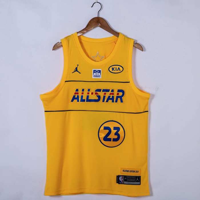 2021 Los Angeles Lakers JAMES #23 Yellow All Star Basketball Jersey (Stitched)