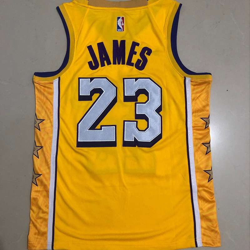 2020 Los Angeles Lakers JAMES #23 Yellow City Basketball Jersey (Closely Stitched)