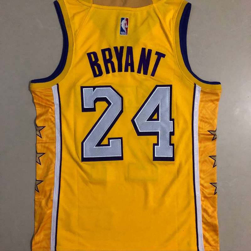 2020 Los Angeles Lakers BRYANT #24 Yellow City Basketball Jersey (Closely Stitched)