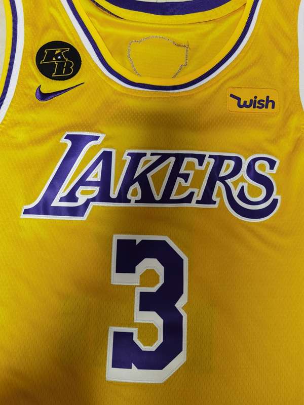 2020 Los Angeles Lakers DAVIS #3 Yellow Finals Basketball Jersey (Stitched)