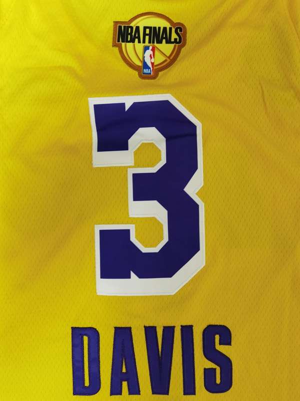 2020 Los Angeles Lakers DAVIS #3 Yellow Finals Basketball Jersey (Stitched)