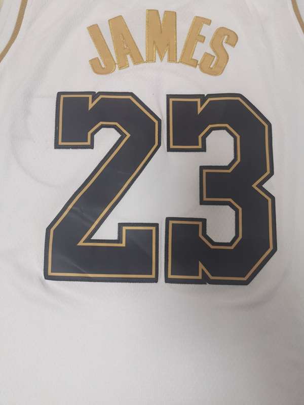 2020 Los Angeles Lakers JAMES #23 White Gold Basketball Jersey (Stitched)