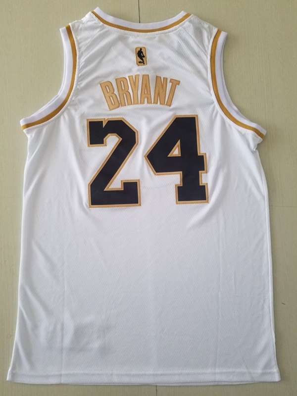 2020 Los Angeles Lakers BRYANT #24 White Gold Basketball Jersey (Stitched)