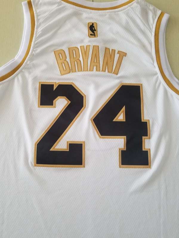 2020 Los Angeles Lakers BRYANT #24 White Gold Basketball Jersey (Stitched)