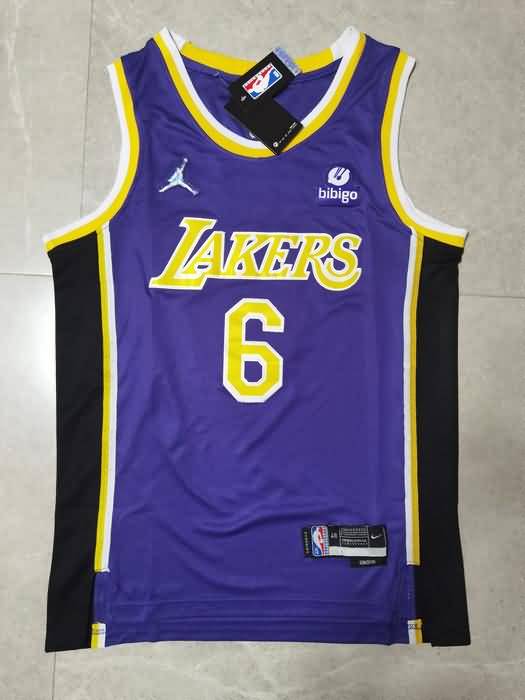 21/22 Los Angeles Lakers JAMES #6 Purple AJ Basketball Jersey (Stitched)