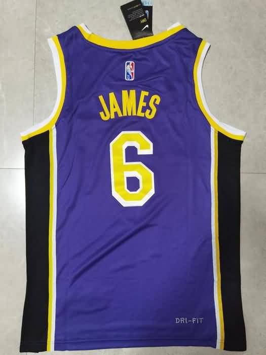 21/22 Los Angeles Lakers JAMES #6 Purple AJ Basketball Jersey (Stitched)