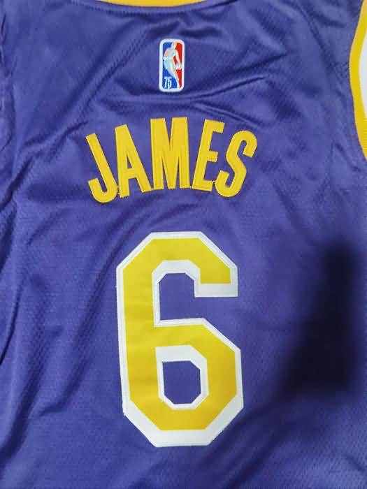 21/22 Los Angeles Lakers JAMES #6 Purple AJ Basketball Jersey (Stitched)