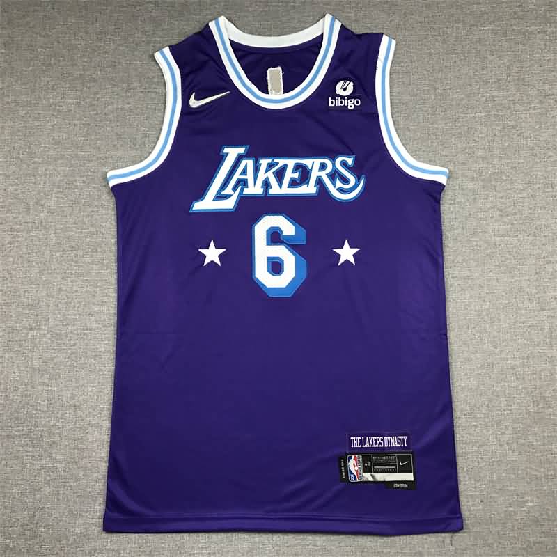 21/22 Los Angeles Lakers JAMES #6 Purple City Basketball Jersey (Stitched)