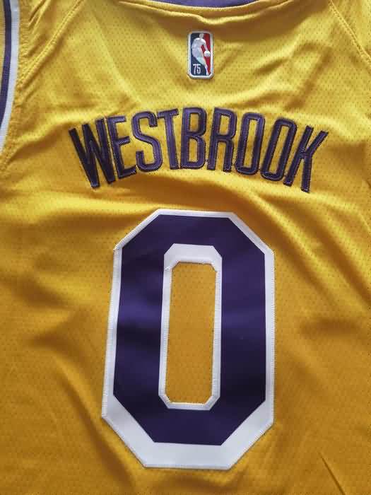 21/22 Los Angeles Lakers WESTBROOK #0 Yellow Basketball Jersey (Stitched)