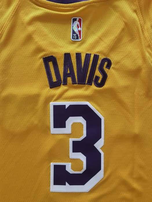 21/22 Los Angeles Lakers DAVIS #3 Yellow Basketball Jersey (Stitched)