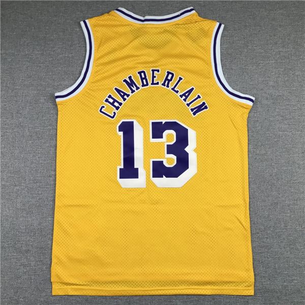 1971/72 Los Angeles Lakers CHAMBERLAIN #13 Yellow Classics Basketball Jersey (Stitched)