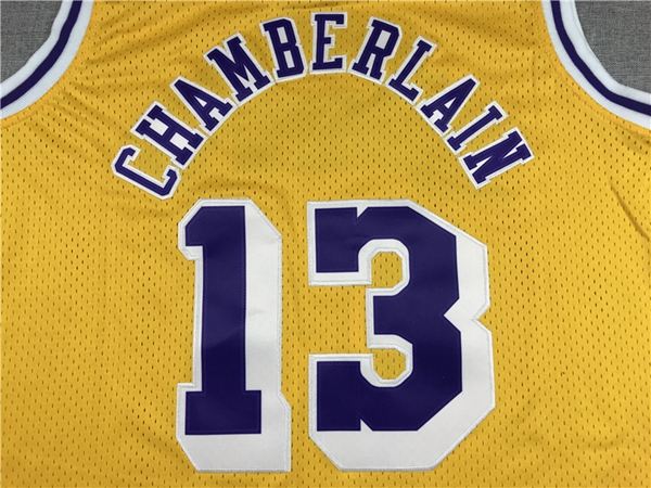 1971/72 Los Angeles Lakers CHAMBERLAIN #13 Yellow Classics Basketball Jersey (Stitched)