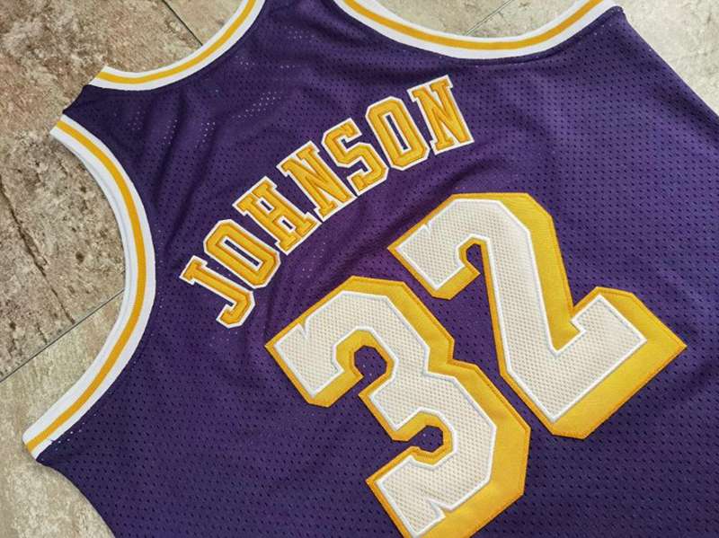 1984/85 Los Angeles Lakers JOHNSON #32 Purple Classics Basketball Jersey 2 (Closely Stitched)