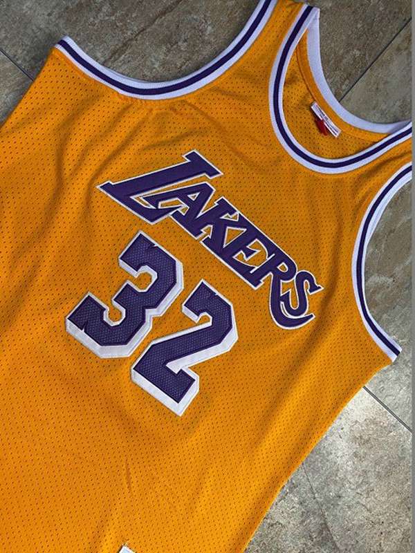 1984/85 Los Angeles Lakers JOHNSON #32 Yellow Classics Basketball Jersey (Closely Stitched)