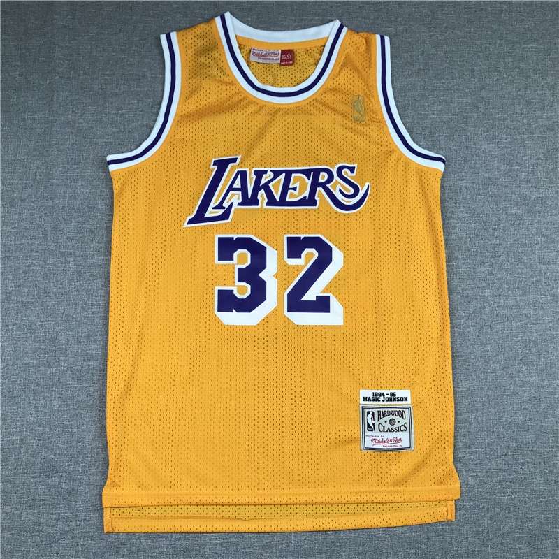 1984/85 Los Angeles Lakers JOHNSON #32 Yellow Classics Basketball Jersey (Stitched)