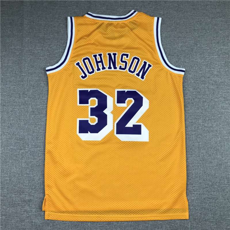 1984/85 Los Angeles Lakers JOHNSON #32 Yellow Classics Basketball Jersey (Stitched)