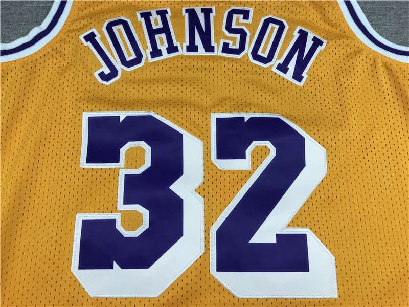 1984/85 Los Angeles Lakers JOHNSON #32 Yellow Classics Basketball Jersey (Stitched)