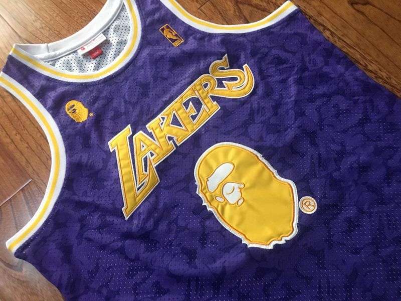 1996/97 Los Angeles Lakers BAPE #93 Purple Classics Basketball Jersey (Closely Stitched)