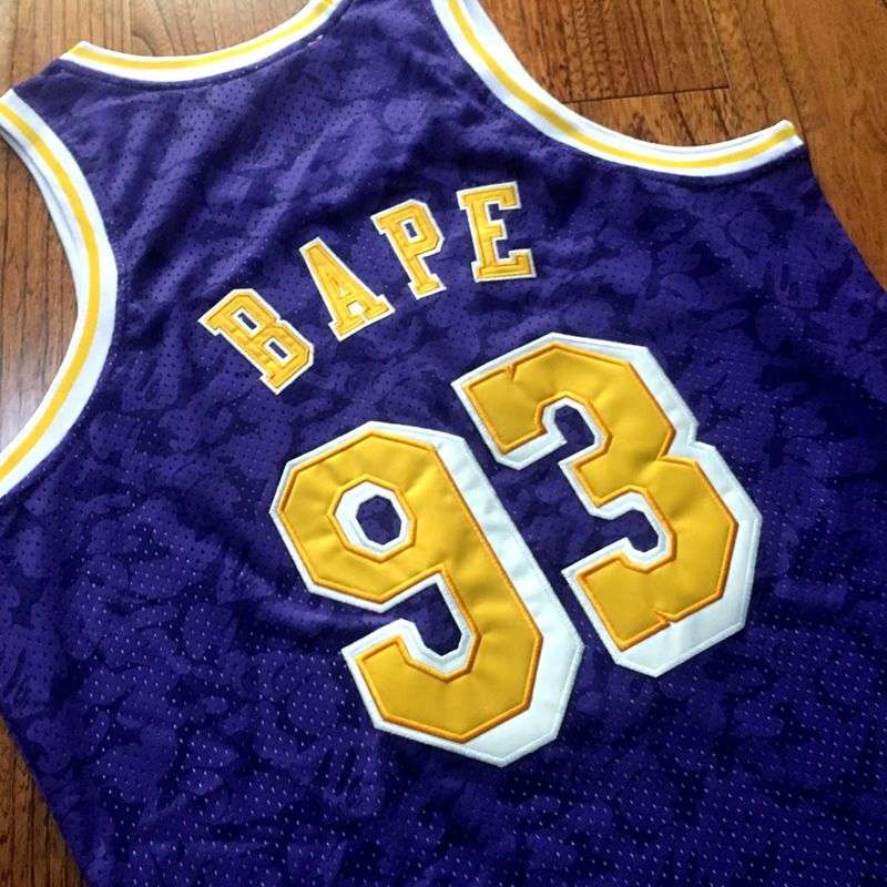 1996/97 Los Angeles Lakers BAPE #93 Purple Classics Basketball Jersey (Closely Stitched)