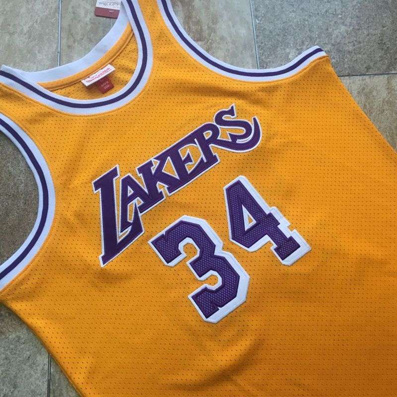 1996/97 Los Angeles Lakers ONEAL #34 Yellow Classics Basketball Jersey (Closely Stitched)