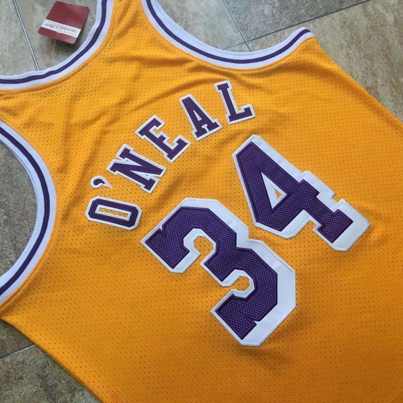 1996/97 Los Angeles Lakers ONEAL #34 Yellow Classics Basketball Jersey (Closely Stitched)