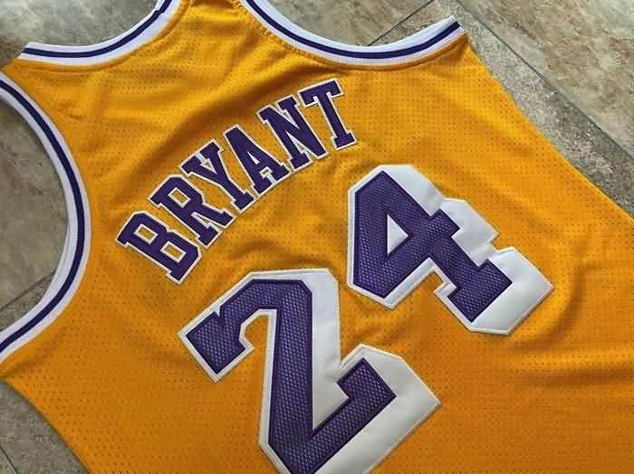 1996/97 Los Angeles Lakers BRYANT #8 #24 Yellow Classics Basketball Jersey (Closely Stitched)