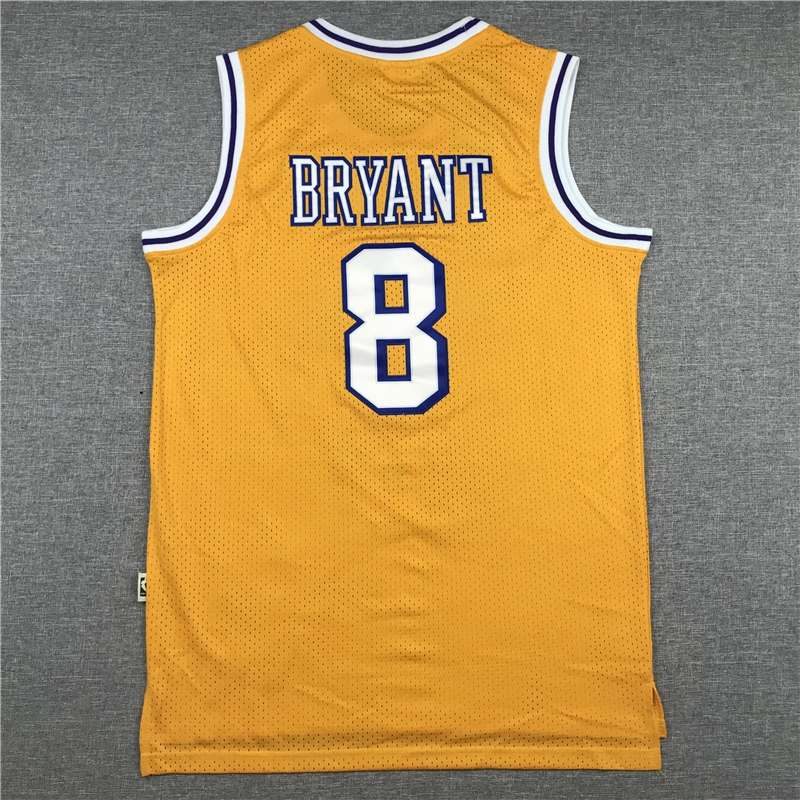 1996/97 Los Angeles Lakers BRYANT #8 Yellow Classics Basketball Jersey (Stitched)