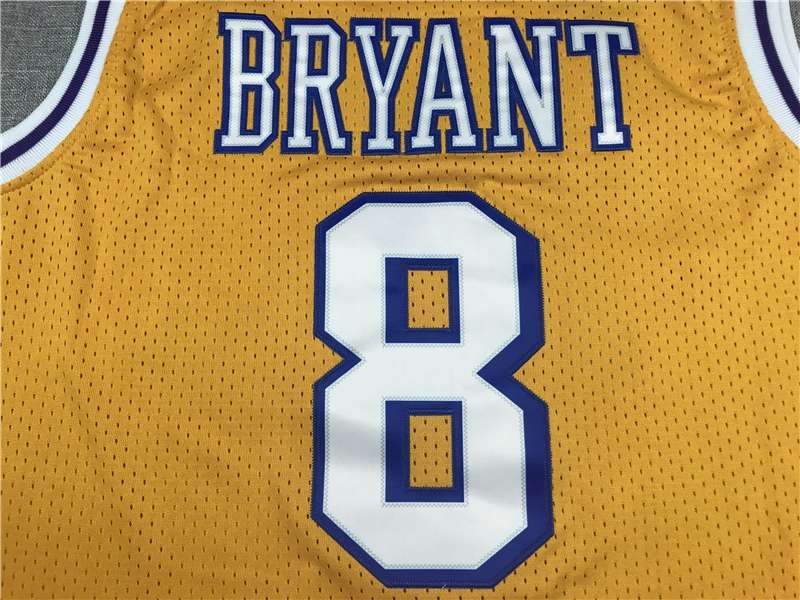 1996/97 Los Angeles Lakers BRYANT #8 Yellow Classics Basketball Jersey (Stitched)