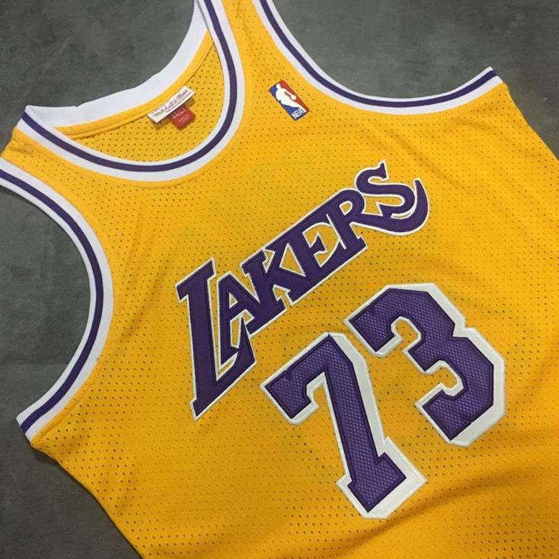 1998/99 Los Angeles Lakers RODMAN #73 Yellow Classics Basketball Jersey (Closely Stitched)