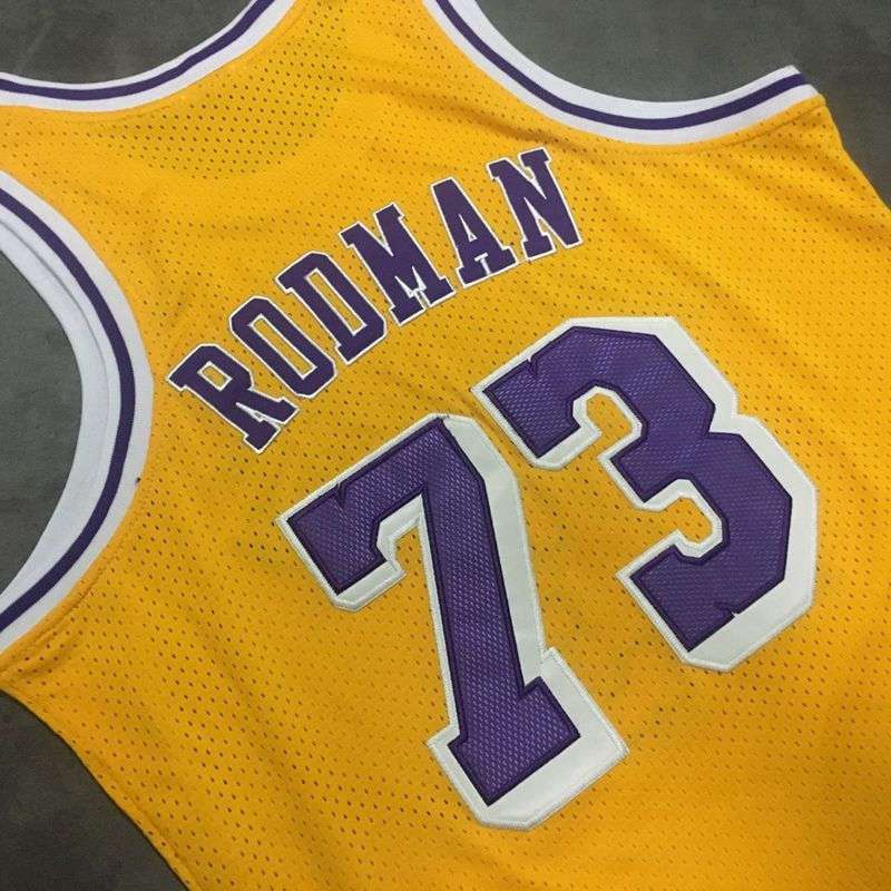 1998/99 Los Angeles Lakers RODMAN #73 Yellow Classics Basketball Jersey (Closely Stitched)