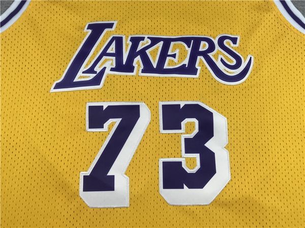 1998/99 Los Angeles Lakers RODMAN #73 Yellow Classics Basketball Jersey (Stitched)