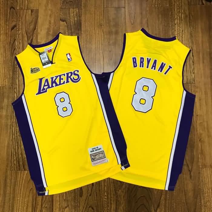 1999/00 Los Angeles Lakers BRYANT #8 Yellow Finals Classics Basketball Jersey (Closely Stitched)