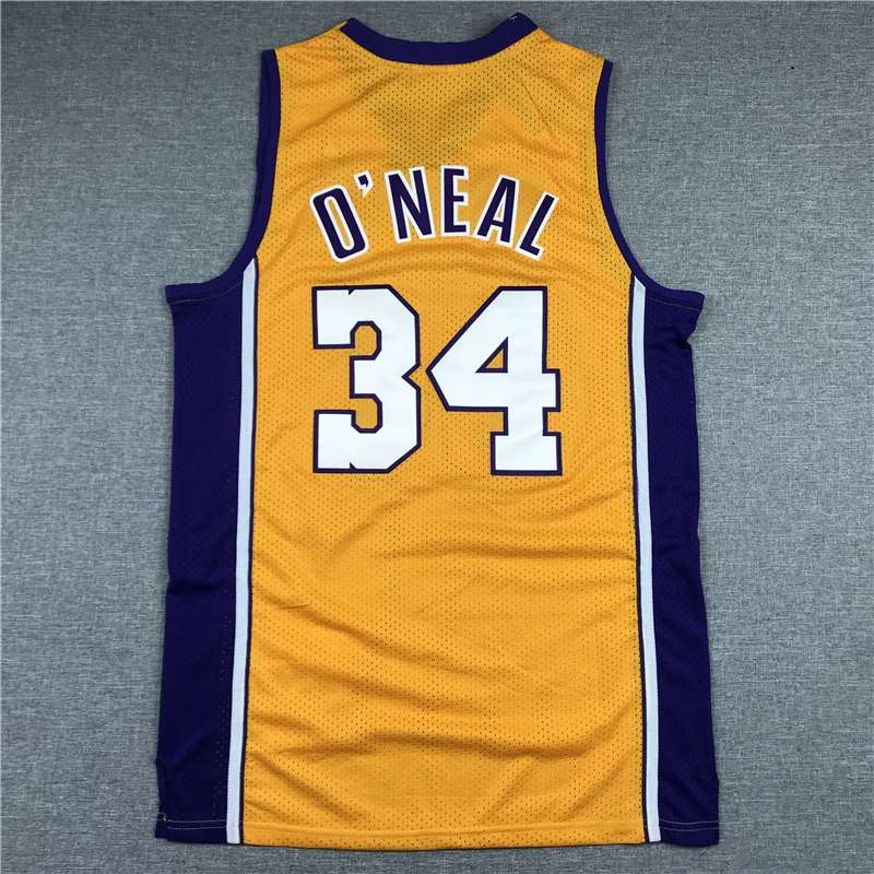 1999/00 Los Angeles Lakers ONEAL #34 Yellow Classics Basketball Jersey (Stitched)