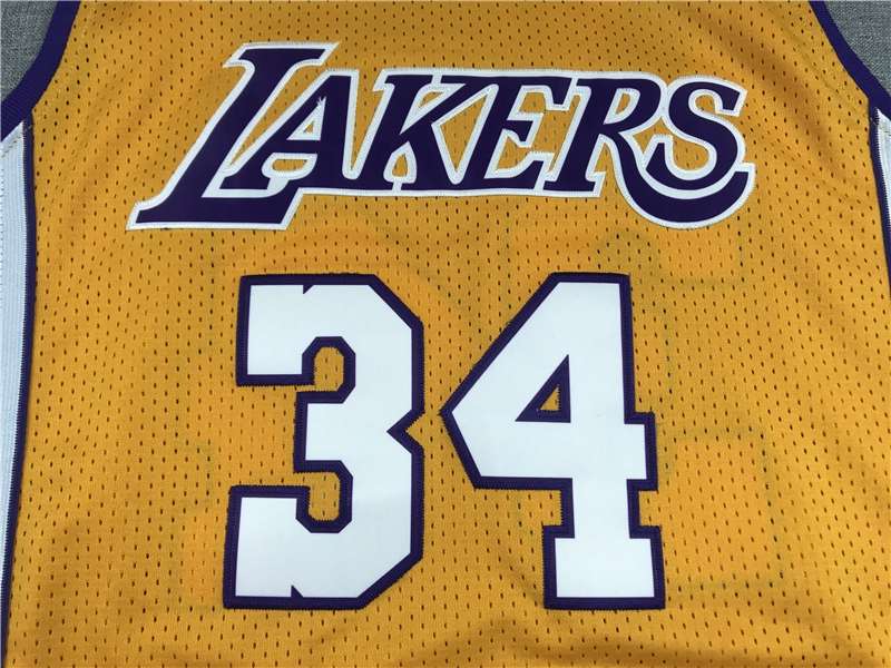 1999/00 Los Angeles Lakers ONEAL #34 Yellow Classics Basketball Jersey (Stitched)