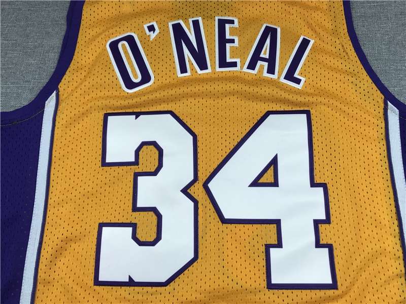 1999/00 Los Angeles Lakers ONEAL #34 Yellow Classics Basketball Jersey (Stitched)