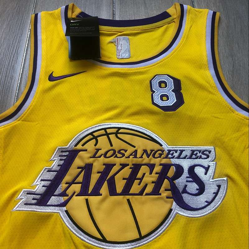 Los Angeles Lakers BRYANT #8 Yellow Basketball Jersey (Closely Stitched)