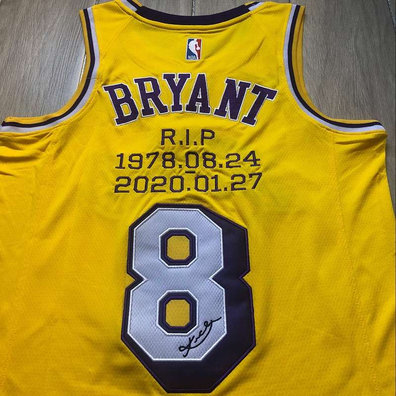 Los Angeles Lakers BRYANT #8 Yellow Basketball Jersey (Closely Stitched)