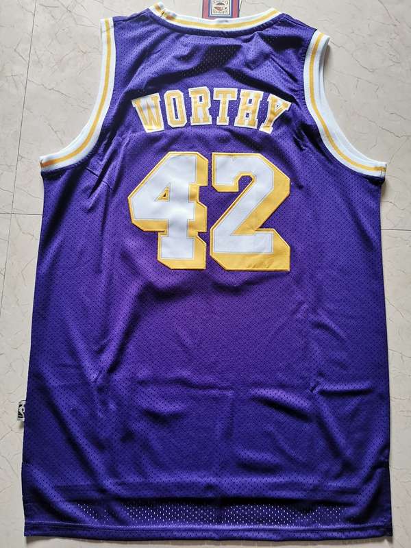 Los Angeles Lakers WORTHY #42 Purple Classics Basketball Jersey (Stitched)