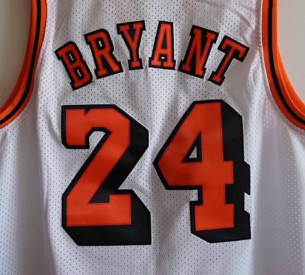 Los Angeles Lakers BRYANT #24 White Orange Classics Basketball Jersey (Stitched)