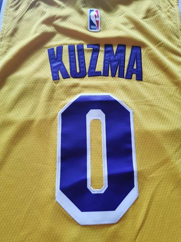 Los Angeles Lakers KUZMA #0 Yellow Classics Basketball Jersey (Stitched)