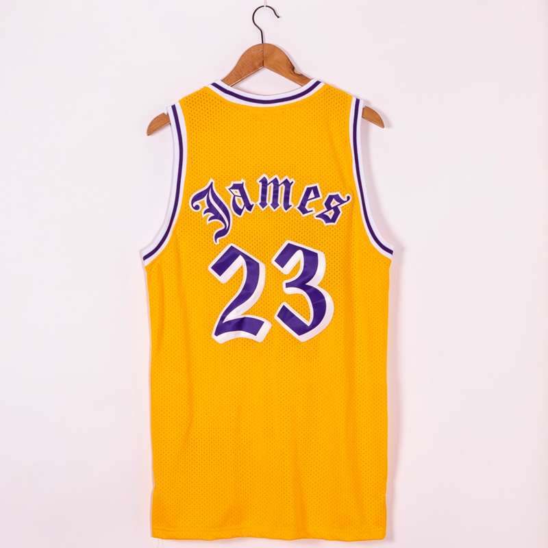 Los Angeles Lakers JAMES #23 Yellow Classics Basketball Jersey (Stitched)