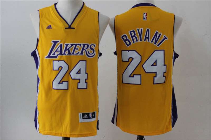 Los Angeles Lakers BRYANT #24 Yellow Classics Basketball Jersey 3 (Stitched)