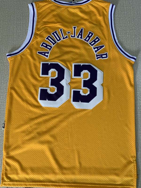 Los Angeles Lakers ABDUL-JABBAR #33 Yellow Classics Basketball Jersey (Stitched)