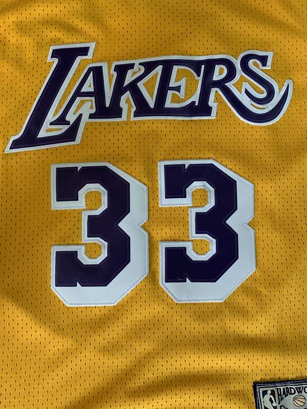 Los Angeles Lakers ABDUL-JABBAR #33 Yellow Classics Basketball Jersey (Stitched)