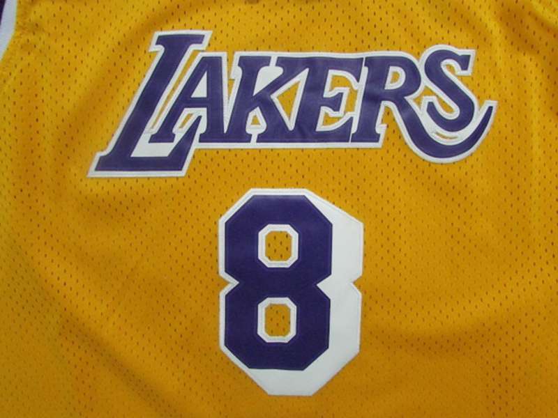 Los Angeles Lakers BRYANT #8 Yellow Classics Basketball Jersey (Stitched)