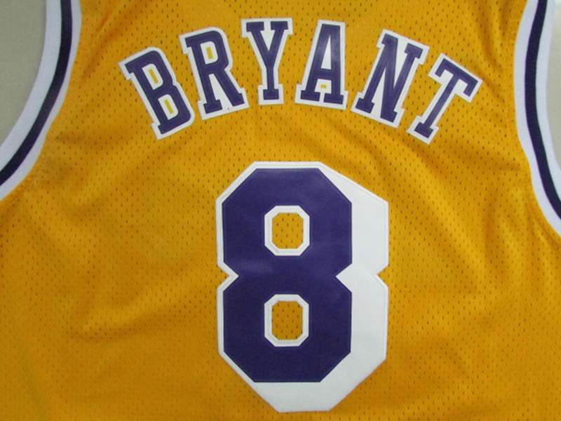 Los Angeles Lakers BRYANT #8 Yellow Classics Basketball Jersey (Stitched)