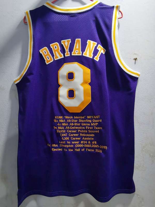 Los Angeles Lakers BRYANT #8 Purple Basketball Jersey 4 (Stitched)