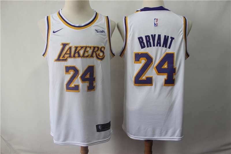 Los Angeles Lakers BRYANT #24 White Basketball Jersey 3 (Stitched)